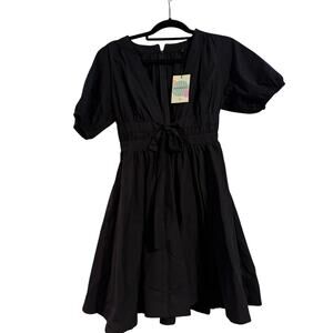 Black Casual Tie Dress